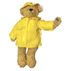 Vintage 1993 Ty Originals Gordon Plush Jointed Brown Bear Yellow Raincoa…